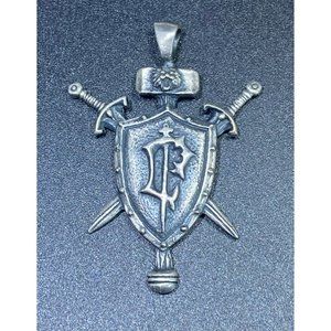 Silver Lordaeron Shield Alliance Pendant Warcraft Brass Lion
